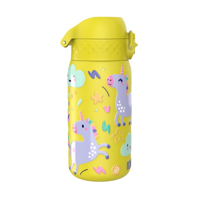 Детска бутилка за вода, неръждаема стомана, 400мл, Yellow, Unicorns - Ion8