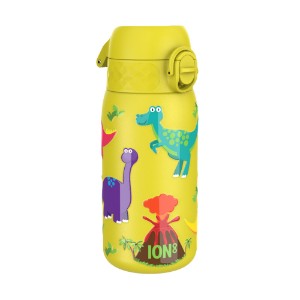 Детска бутилка за вода, неръждаема стомана, 400 мл, Yellow, Dinosaurs - Ion8