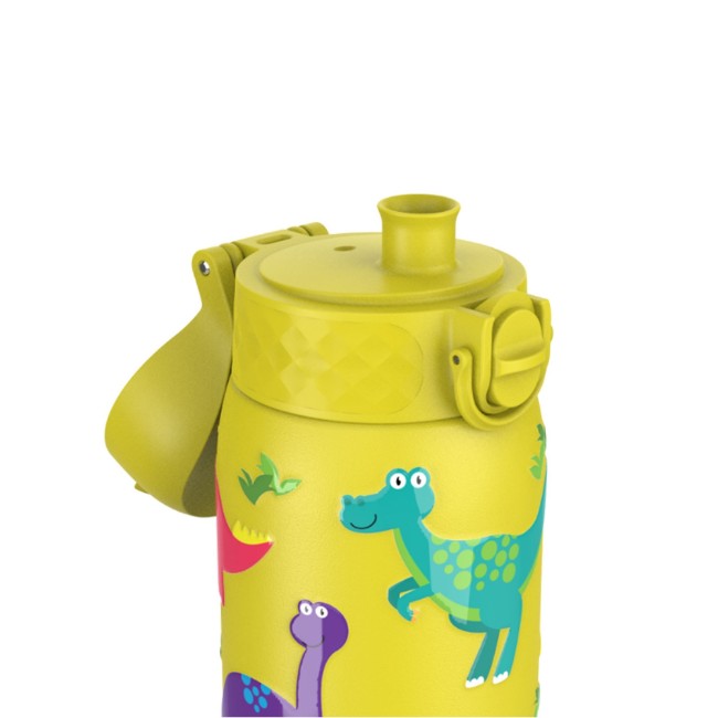 Детска бутилка за вода, неръждаема стомана, 400 мл, Yellow, Dinosaurs - Ion8