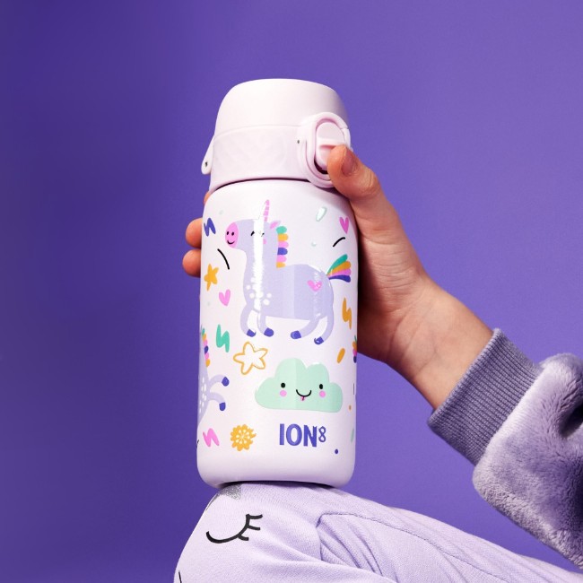 Детска бутилка за вода, неръждаема стомана, 400 мл, Unicorns - Ion8