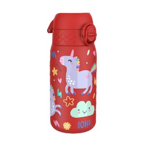 Детска бутилка за вода, неръждаема стомана, 400 мл, Red, Unicorns - Ion8