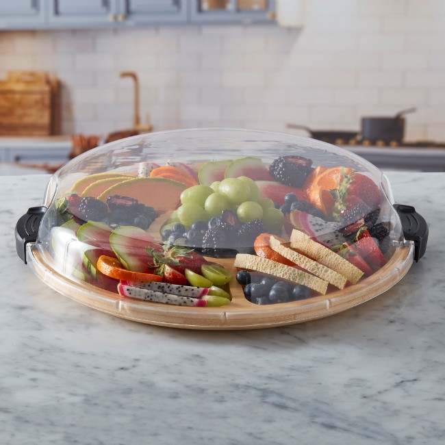 Въртяща се чиния, с капак, бамбук, 35.5 см, "Farberware" - Kitchen Craft