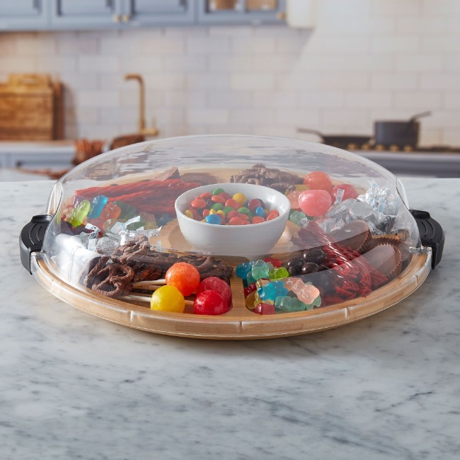 Въртяща се чиния, с капак, бамбук, 35.5 см, "Farberware" - Kitchen Craft
