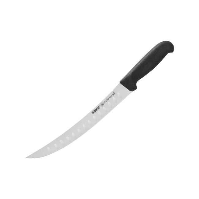 Месарски нож, извито острие с вдлъбнатини, 26 см, "Butcher's", Черен - Pirge